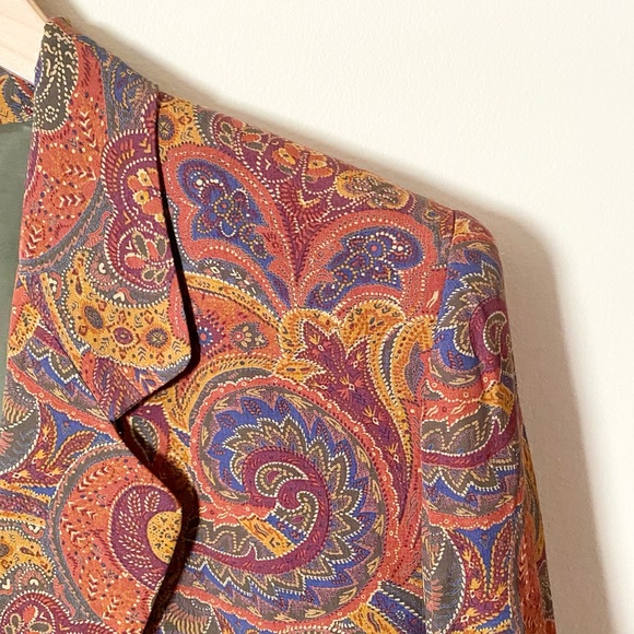 90s Vintage 70s Style Paisley Print Blazer Jacket - Picture 5 of 12